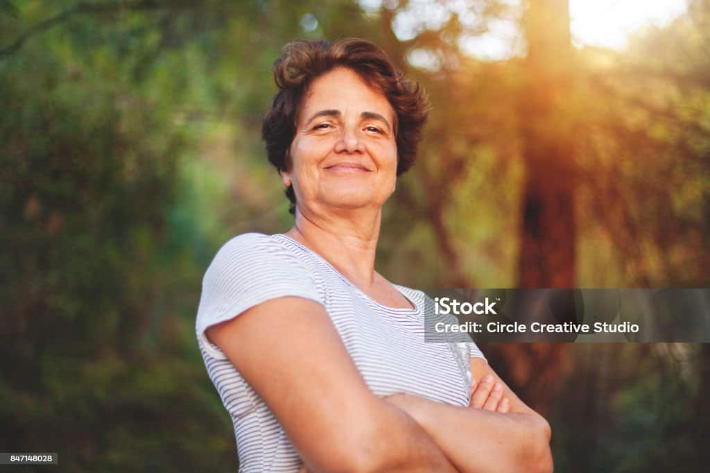 Mature Turkish Woman Smiling at the park